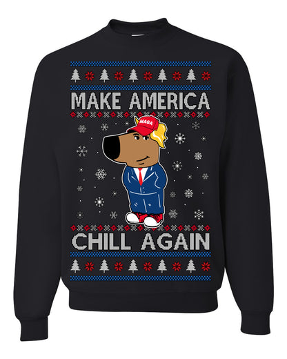 Make America Chill Again Chill Guy Donald Trump, My New Character Viral Gen Z Alpha Meme, MAGA Ugly Christmas Sweater Ugly Christmas Men's T-Shirt