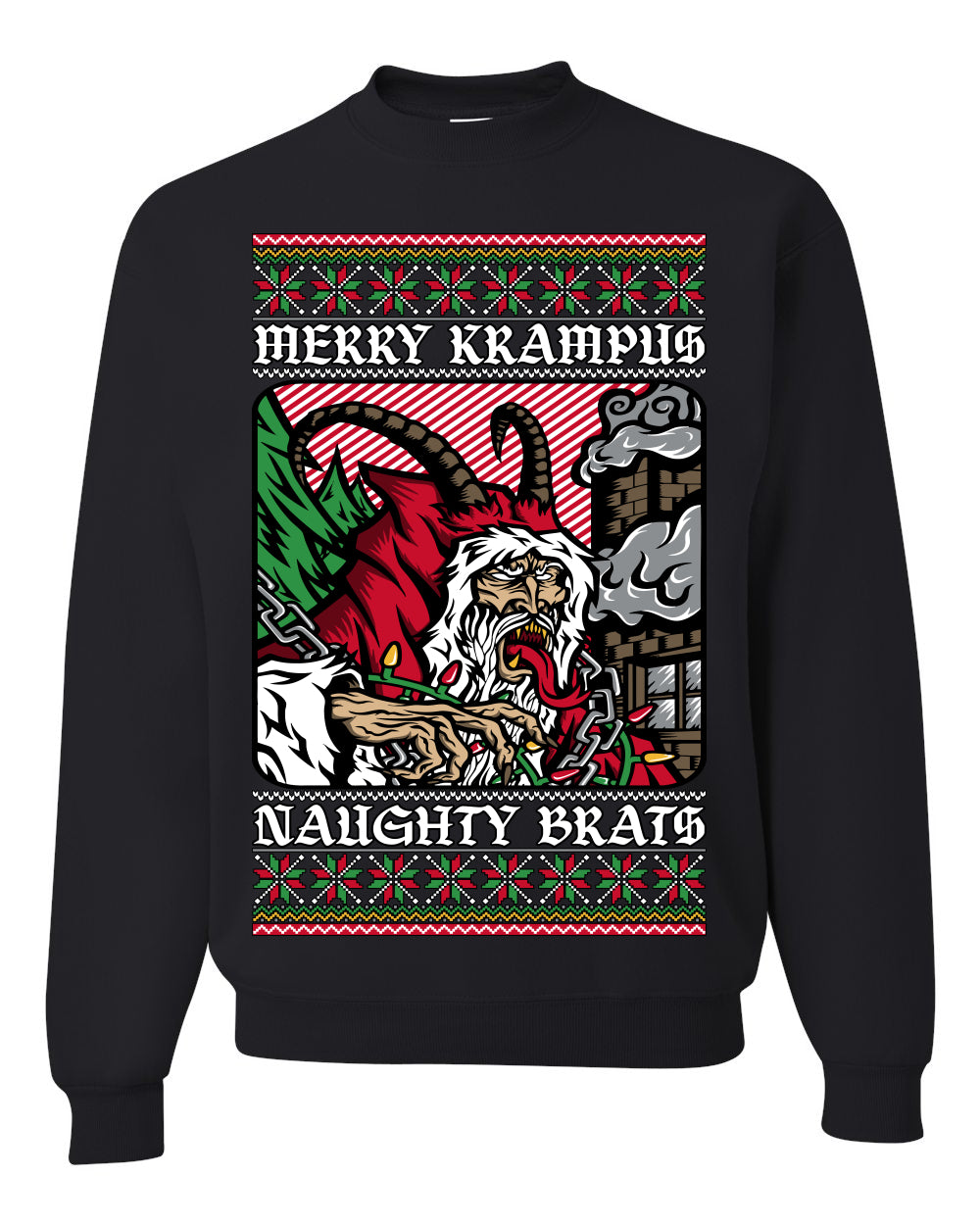 Merry Krampus Naughty Brats | Funny Ugly Christmas Sweater Crewneck Sweatshirt Ugly Christmas Unisex Crewneck Sweatshirt