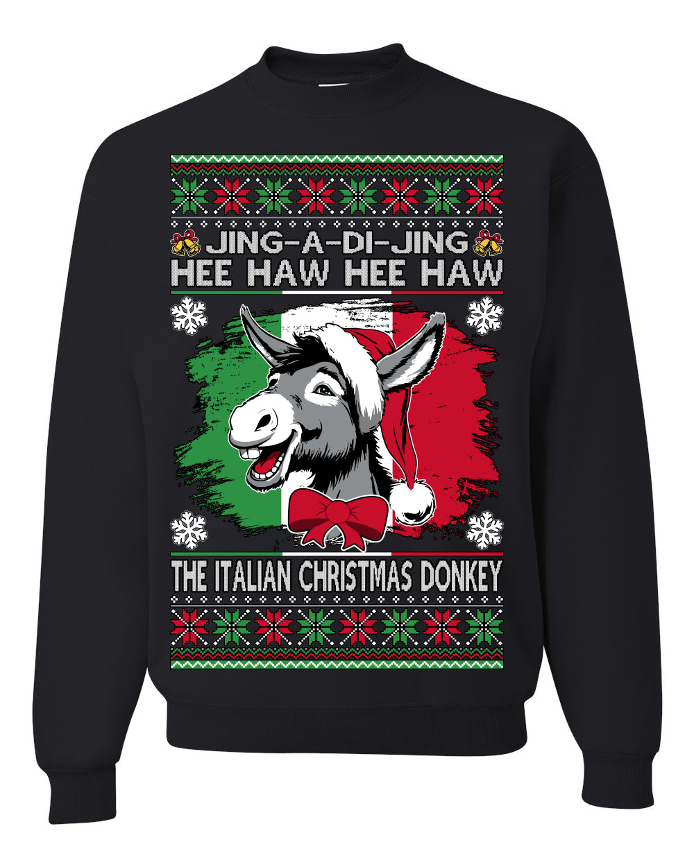 Jing a Di Jing Dominick the Italian Christmas Donkey, Classic New York Brooklyn Xmas Song Lyrics, Ugly Christmas Sweater Ugly Christmas Unisex Crewneck Sweatshirt