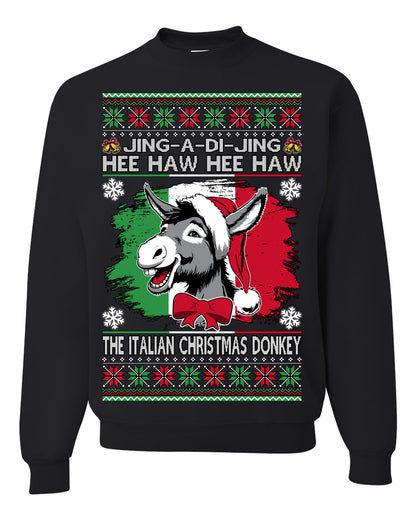 Jing a Di Jing Dominick the Italian Christmas Donkey, Classic New York Brooklyn Xmas Song Lyrics, Ugly Christmas Sweater Ugly Christmas Unisex Crewneck Sweatshirt