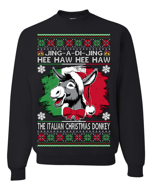 Jing a Di Jing Dominick the Italian Christmas Donkey, Classic New York Brooklyn Xmas Song Lyrics, Ugly Christmas Sweater Ugly Christmas Unisex Crewneck Sweatshirt