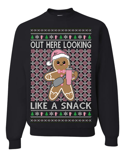 Out Here Looking Like a Snack Cute Xmas Cookie Ugly Christmas Sweater Ugly Christmas Unisex Crewneck Sweatshirt