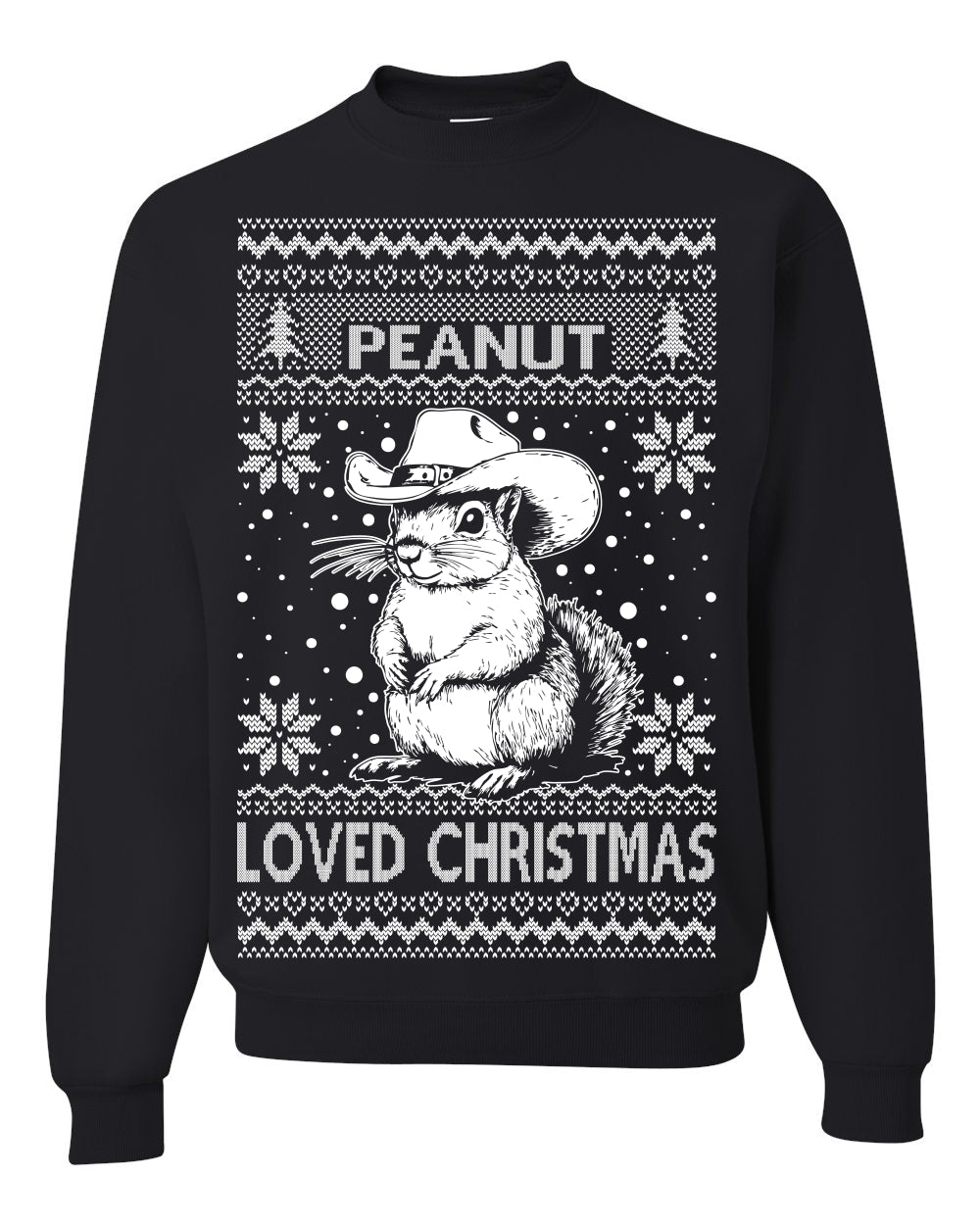 Peanut Loved Christmas, Funny Viral NYC New York Squirrel Meme Trending Save Our Pets Memes, Ugly Christmas Sweater Ugly Christmas Unisex Crewneck Sweatshirt