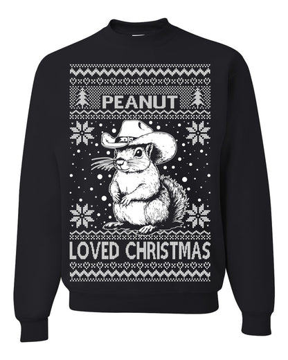 Peanut Loved Christmas, Funny Viral NYC New York Squirrel Meme Trending Save Our Pets Memes, Ugly Christmas Sweater Ugly Christmas Unisex Crewneck Sweatshirt