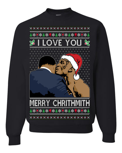 I Love You Merry Chrithmith Funny Mike Tyson Boxing Fight Meme Classic Funny Xmas, Ugly Christmas Sweater Ugly Christmas Men's T-Shirt