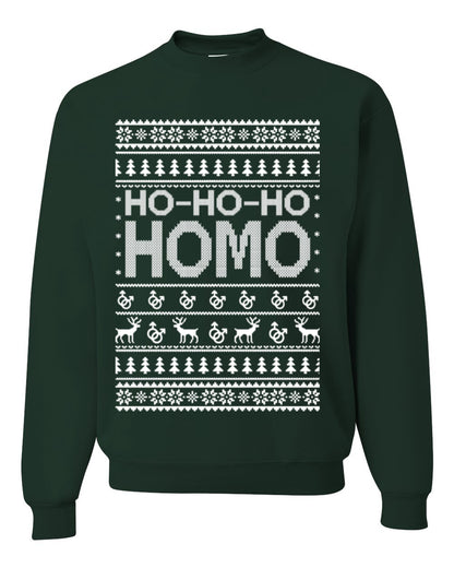 Ho Ho Ho Homo, Funny LGBT Pride Grey Greysexual Gay Lesbian Homosexual Bi Bisexual,  Ugly Christmas Unisex Crewneck Sweatshirt