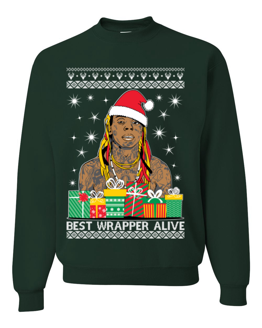 Best Wrapper Alive, Funny Hip Hop Music Tour Merch, Viral New Orleans NOLA Rapper Tune, Ugly Christmas Sweater Ugly Christmas Unisex Crewneck Sweatshirt