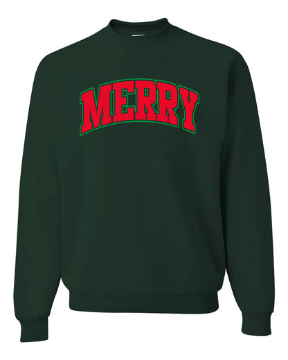 Merry | Cute Winter Holiday College Style Ugly Christmas Unisex Crewneck Sweatshirt