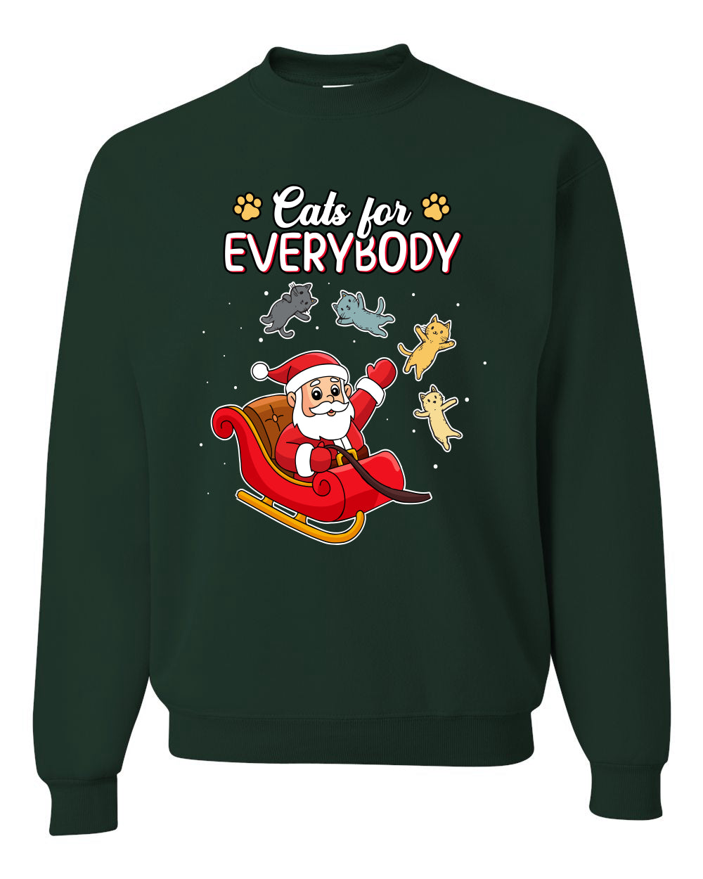 Cats for Everybody, Cute Santa Claus Santa's Sleigh Floating Space Cat  Ugly Christmas Unisex Crewneck Sweatshirt