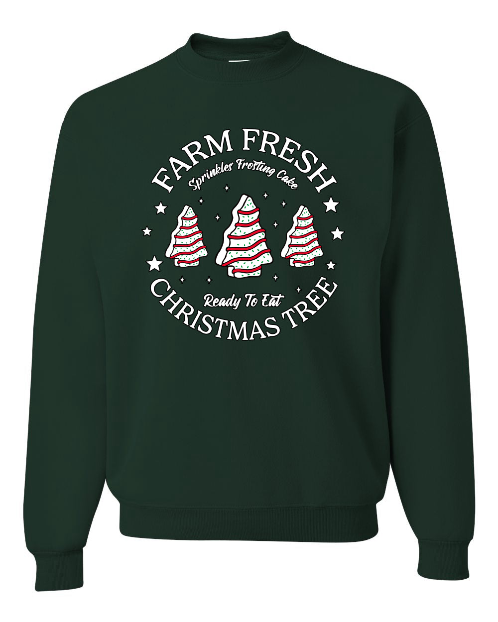 Farm Fresh Christmas Tree, Sprinkle Frosted Cake, Ready to Eat | Classic Winter Holiday Dessert  Ugly Christmas Unisex Crewneck Sweatshirt