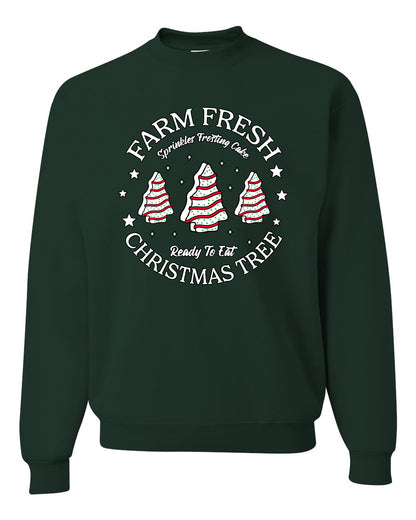 Farm Fresh Christmas Tree, Sprinkle Frosted Cake, Ready to Eat | Classic Winter Holiday Dessert  Ugly Christmas Unisex Crewneck Sweatshirt