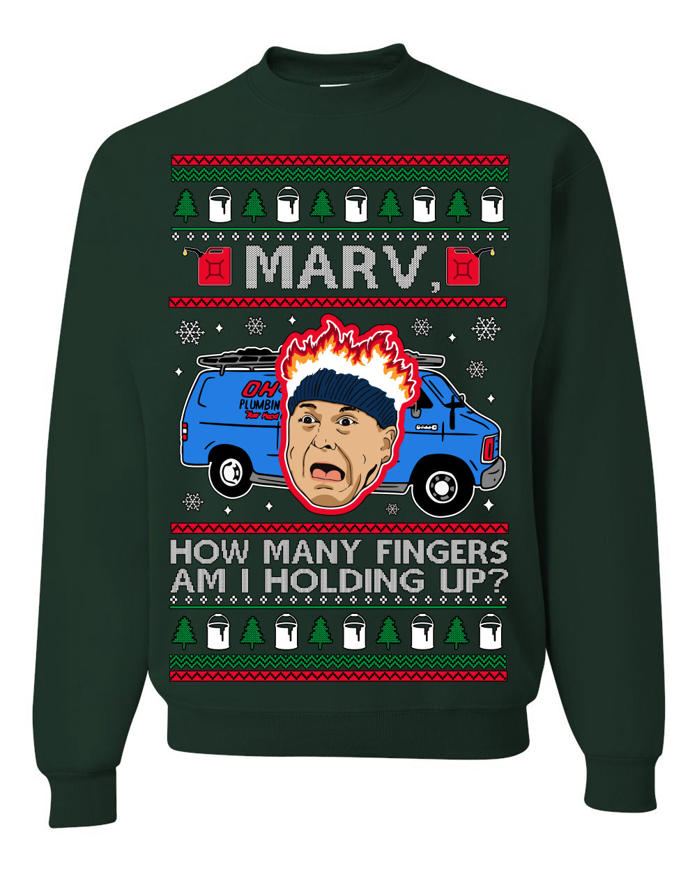 Marv How Many Fingers Am I Holding Up? Funny 90s Chicago Xmas Movie Quote Harry Kevin Fire Plumbing Van Bandits, Ugly Christmas Sweater Ugly Christmas Unisex Crewneck Sweatshirt
