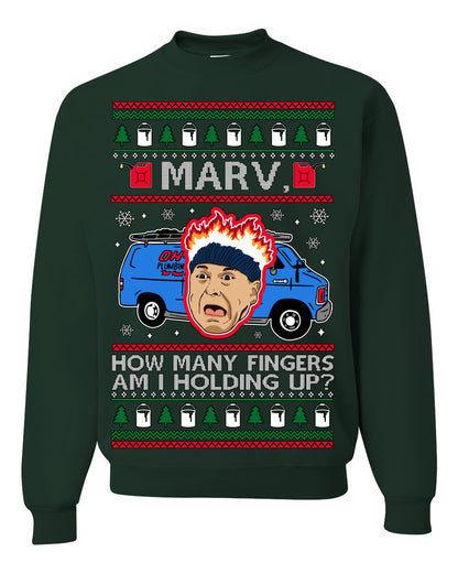 Marv How Many Fingers Am I Holding Up? Funny 90s Chicago Xmas Movie Quote Harry Kevin Fire Plumbing Van Bandits, Ugly Christmas Sweater Ugly Christmas Unisex Crewneck Sweatshirt
