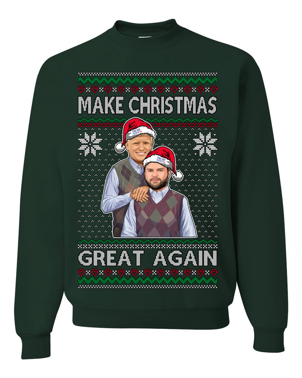 Make Christmas Great Again, MAGA Donald Trump JD Vance 2024, 2000s Comedy Movie Parody, Ugly Christmas Sweater Ugly Christmas Unisex Crewneck Sweatshirt