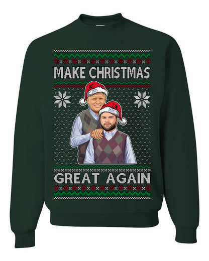 Make Christmas Great Again, MAGA Donald Trump JD Vance 2024, 2000s Comedy Movie Parody, Ugly Christmas Sweater Ugly Christmas Unisex Crewneck Sweatshirt