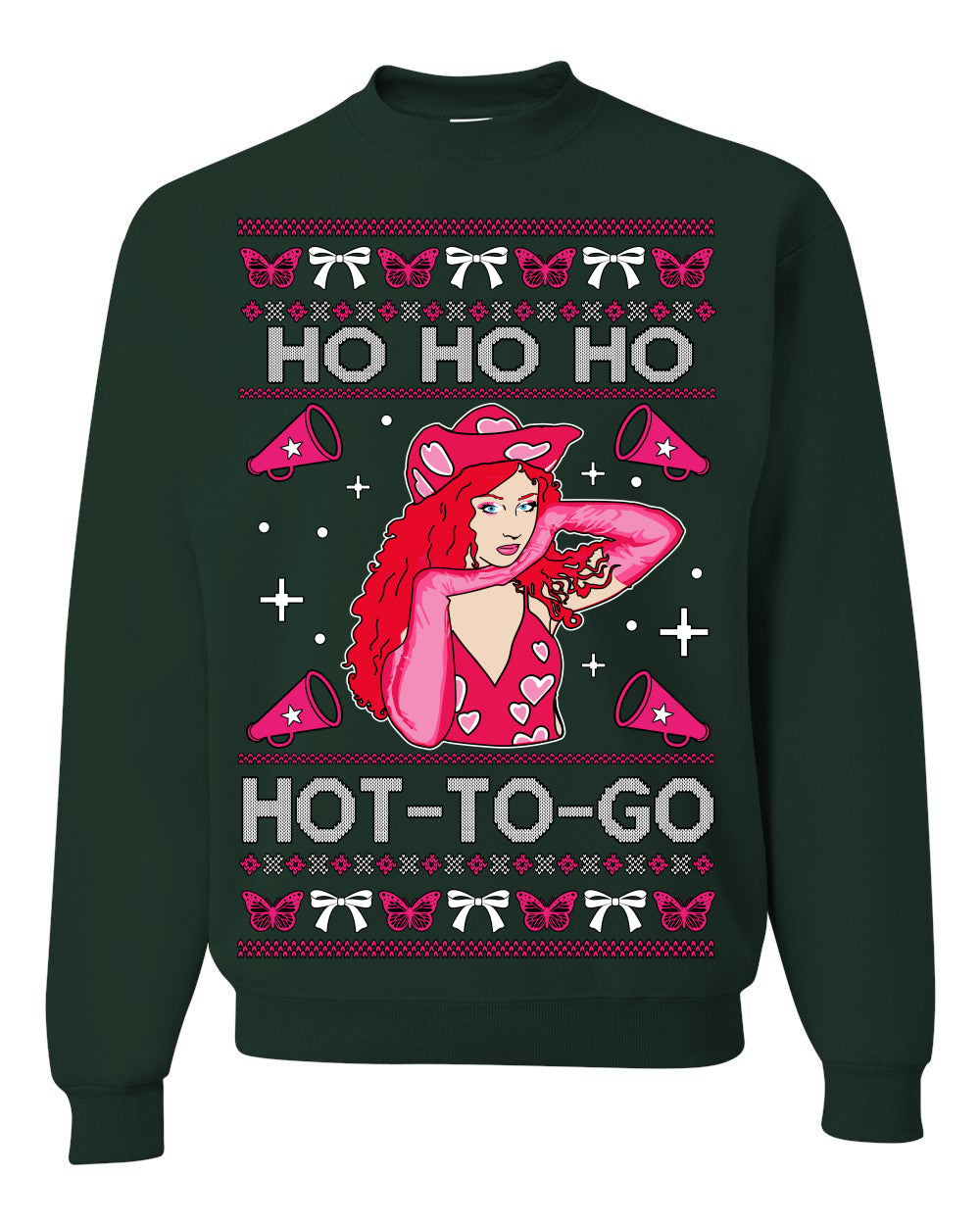 Ho Ho Ho Hot to Go, Viral Midwest Princess Song Dance Pop Star Concert Tour Merch, Ugly Christmas Sweater Ugly Christmas Unisex Crewneck Sweatshirt