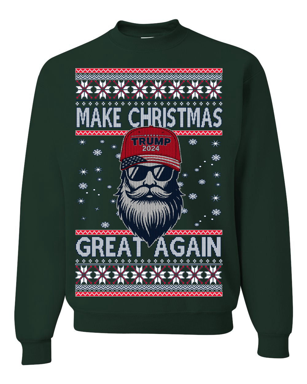 Make Christmas Great Again Trump Santa Claus 2024 MAGA,  Donald Trump JD Vance GOP Republican, Ugly Christmas Sweater Crewneck Sweatshirt Ugly Christmas Unisex Crewneck Sweatshirt