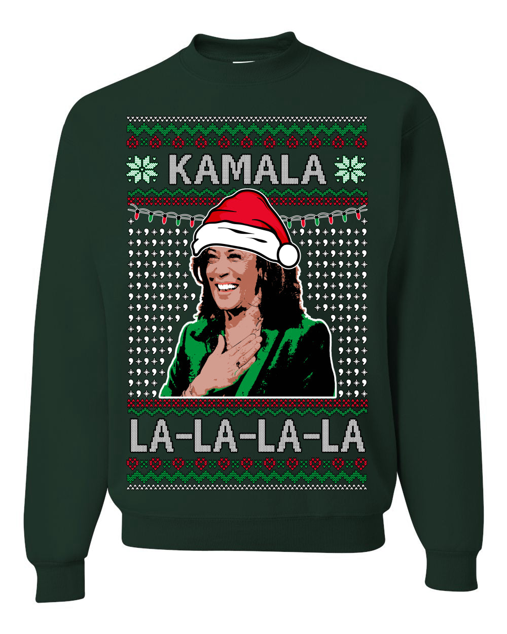 Kamala La La, Funny Kamala Harris Santa Hat Classic Xmas Song Carol Lyrics Winter Holiday, Ugly Christmas Sweater Ugly Christmas Unisex Crewneck Sweatshirt