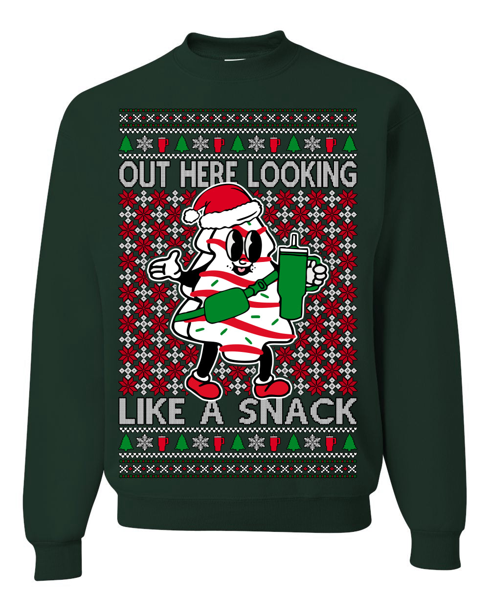Out Here Looking Like a Snack, Funny Cute White Chocolate Sprinkles Holiday Trendy Millennial Christmas Cookie Ugly Christmas Sweater Ugly Christmas Unisex Crewneck Sweatshirt
