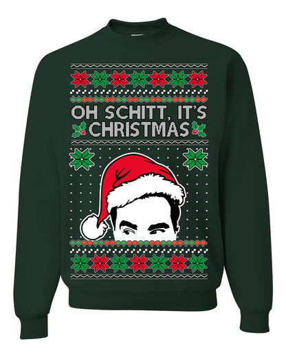 Oh Schitt It's Christmas Funny David TV Show Sitcom Ugly Christmas Sweater Ugly Christmas Unisex Crewneck Sweatshirt