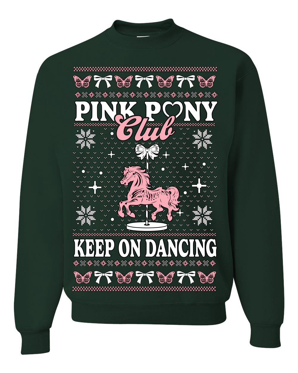 Pink Pony Club Pop Star Keep on Dancing, Iconic Music Concert Fan Merch Ugly Christmas Sweater Ugly Christmas Unisex Crewneck Sweatshirt