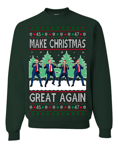Make Christmas Great Again Shimmy Dance USA President Ugly Christmas Sweater Ugly Christmas Unisex Crewneck Sweatshirt