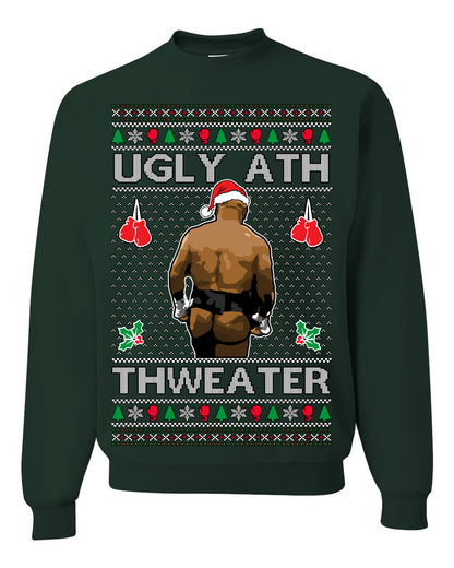 Ugly Ath Sweater Merry Chrithmith, Mike Tyson Butt Viral Ugly Ass Boxing Fight Meme Men Women Funny Ugly Christmas Sweater Ugly Christmas Unisex Crewneck Sweatshirt