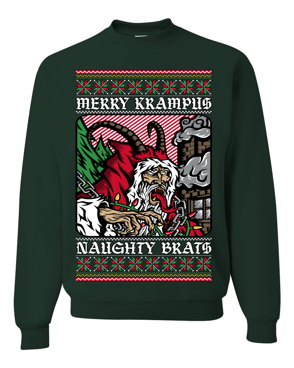 Merry Krampus Naughty Brats | Funny Ugly Christmas Sweater Crewneck Sweatshirt Ugly Christmas Unisex Crewneck Sweatshirt