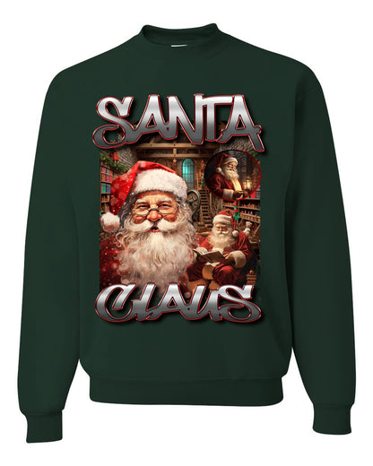 Santa Claus Bootleg Hype Rap Music Style, Funny Hip Hop North Pole Workshop Xmas, Ugly Christmas Sweater Crewneck Sweatshirt Ugly Christmas Unisex Crewneck Sweatshirt