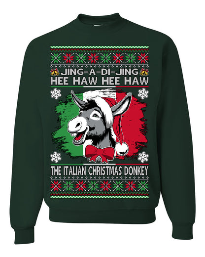 Jing a Di Jing Dominick the Italian Christmas Donkey, Classic New York Brooklyn Xmas Song Lyrics, Ugly Christmas Sweater Ugly Christmas Unisex Crewneck Sweatshirt