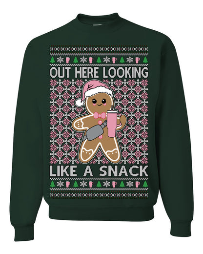 Out Here Looking Like a Snack Cute Xmas Cookie Ugly Christmas Sweater Ugly Christmas Unisex Crewneck Sweatshirt