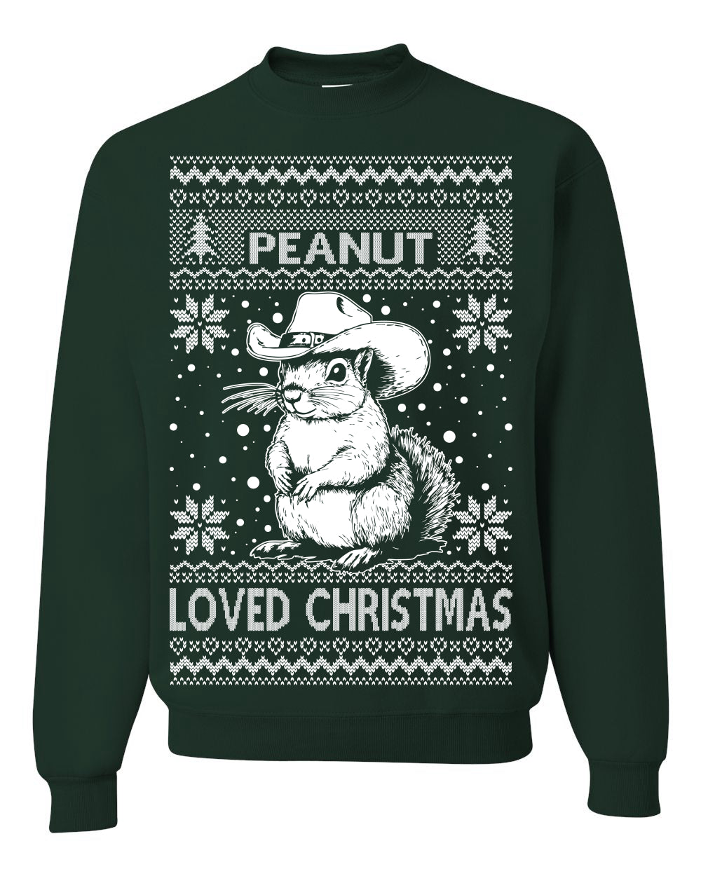 Peanut Loved Christmas, Funny Viral NYC New York Squirrel Meme Trending Save Our Pets Memes, Ugly Christmas Sweater Ugly Christmas Unisex Crewneck Sweatshirt