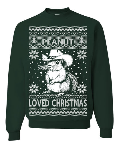 Peanut Loved Christmas, Funny Viral NYC New York Squirrel Meme Trending Save Our Pets Memes, Ugly Christmas Sweater Ugly Christmas Unisex Crewneck Sweatshirt