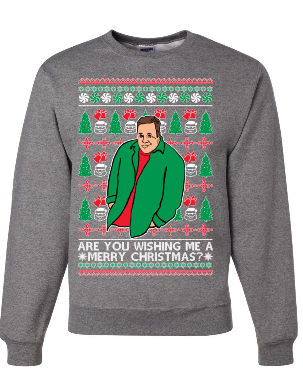 Are You Wishing Me a Merry Christmas? Funny Kevin Viral Shrug Shrugging Actor Meme Ugly Christmas Unisex Crewneck Sweatshirt