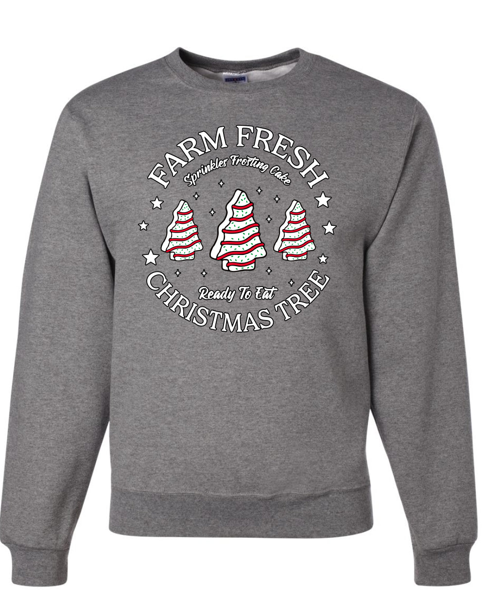 Farm Fresh Christmas Tree, Sprinkle Frosted Cake, Ready to Eat | Classic Winter Holiday Dessert  Ugly Christmas Unisex Crewneck Sweatshirt