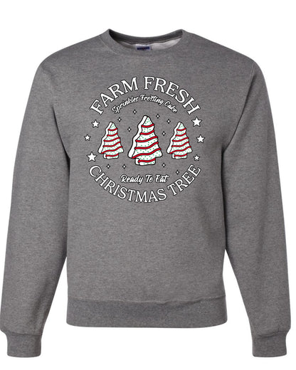 Farm Fresh Christmas Tree, Sprinkle Frosted Cake, Ready to Eat | Classic Winter Holiday Dessert  Ugly Christmas Unisex Crewneck Sweatshirt