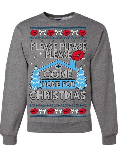 Please Please Please Come Home for Xmas, Sabrina Fan Viral Pop Song Concert Tour Merch, Ugly Christmas Sweater Ugly Christmas Unisex Crewneck Sweatshirt