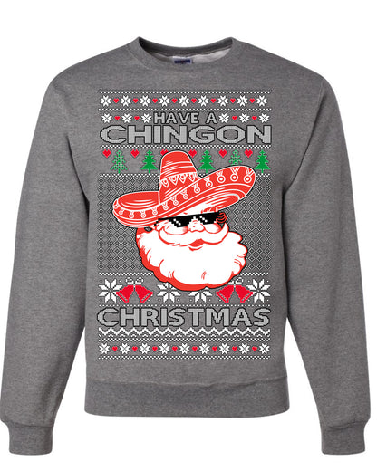 Have a Chingon Christmas, Funny Spanish Song Latin Pop Music Lyrics Saying, Ugly Christmas Sweater Ugly Christmas Unisex Crewneck Sweatshirt