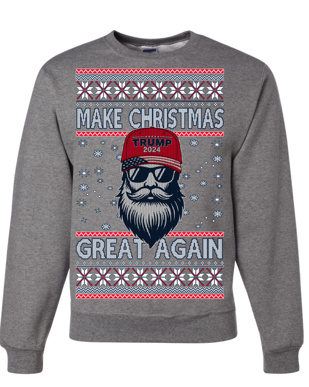 Make Christmas Great Again Trump Santa Claus 2024 MAGA,  Donald Trump JD Vance GOP Republican, Ugly Christmas Sweater Crewneck Sweatshirt Ugly Christmas Unisex Crewneck Sweatshirt