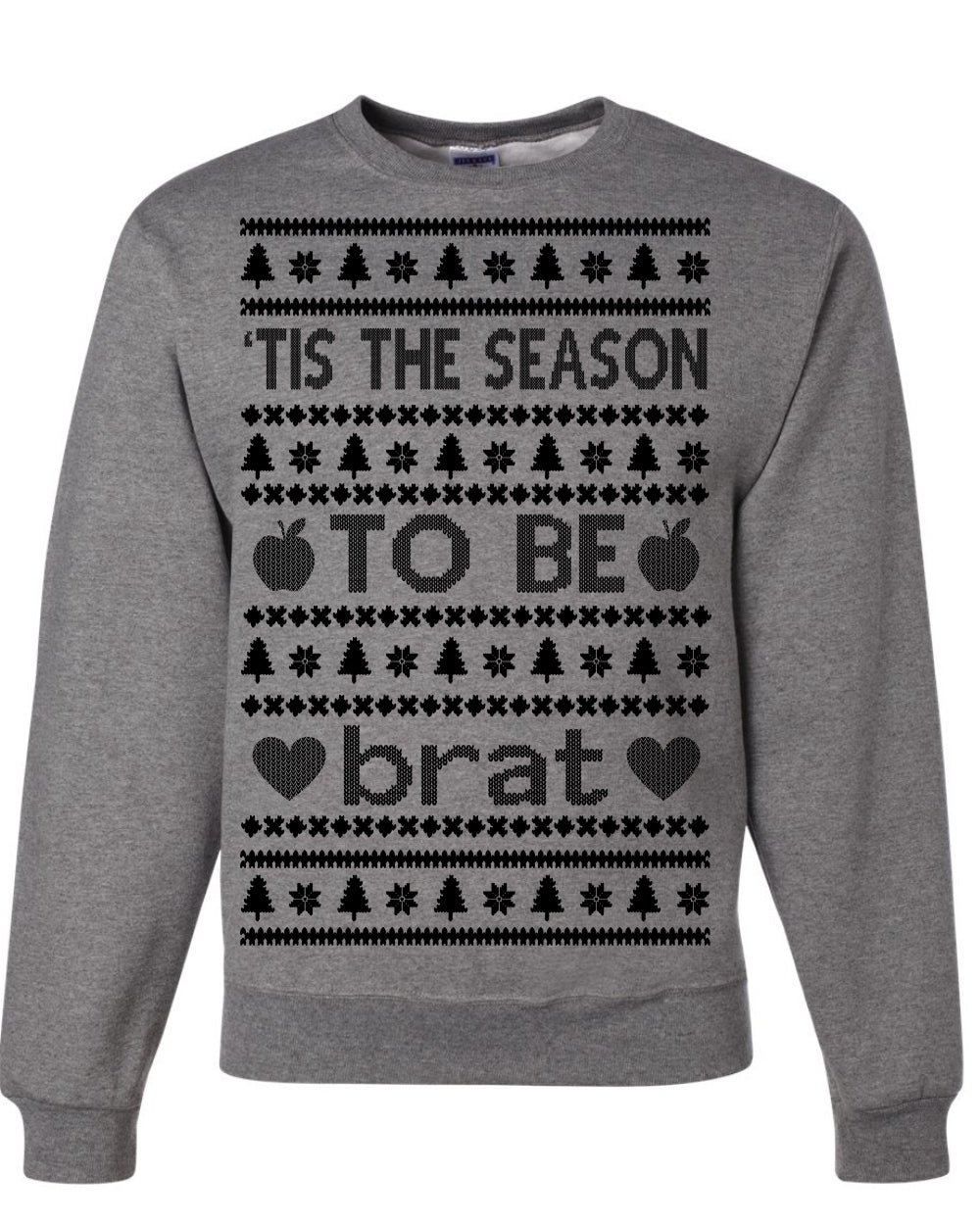 Tis the Season to Be Brat Dark Text, Xmas Viral Meme Music Rave Concert Merch, Unisex Ugly Christmas Sweaters for Women Men Ugly Christmas Unisex Crewneck Sweatshirt