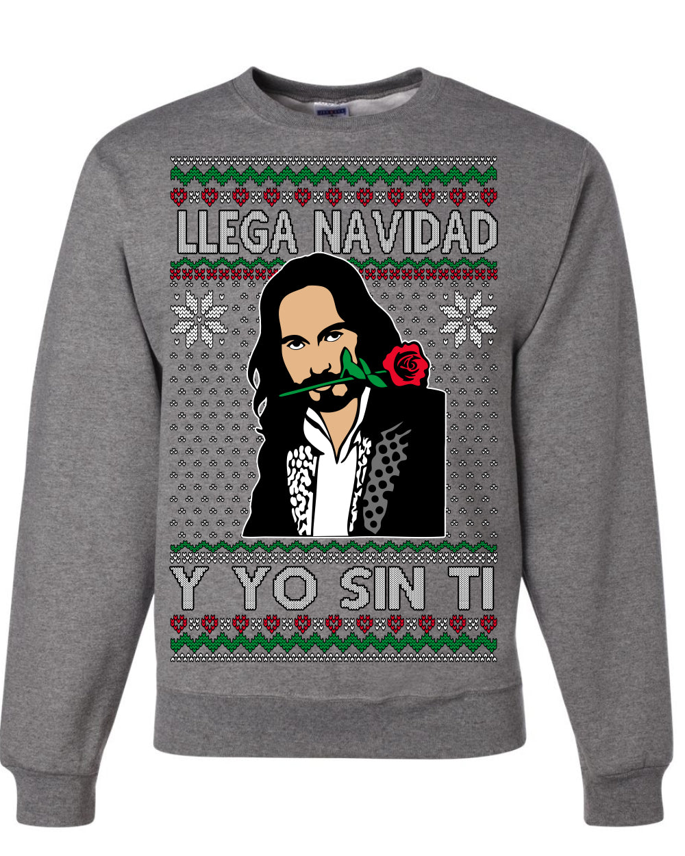 Llega Navidad Y Yo Sin Ti Christmas Is Coming, Marco Mexican Pop Star Mexico Music Michoacán Ugly Christmas Sweater Ugly Christmas Unisex Crewneck Sweatshirt