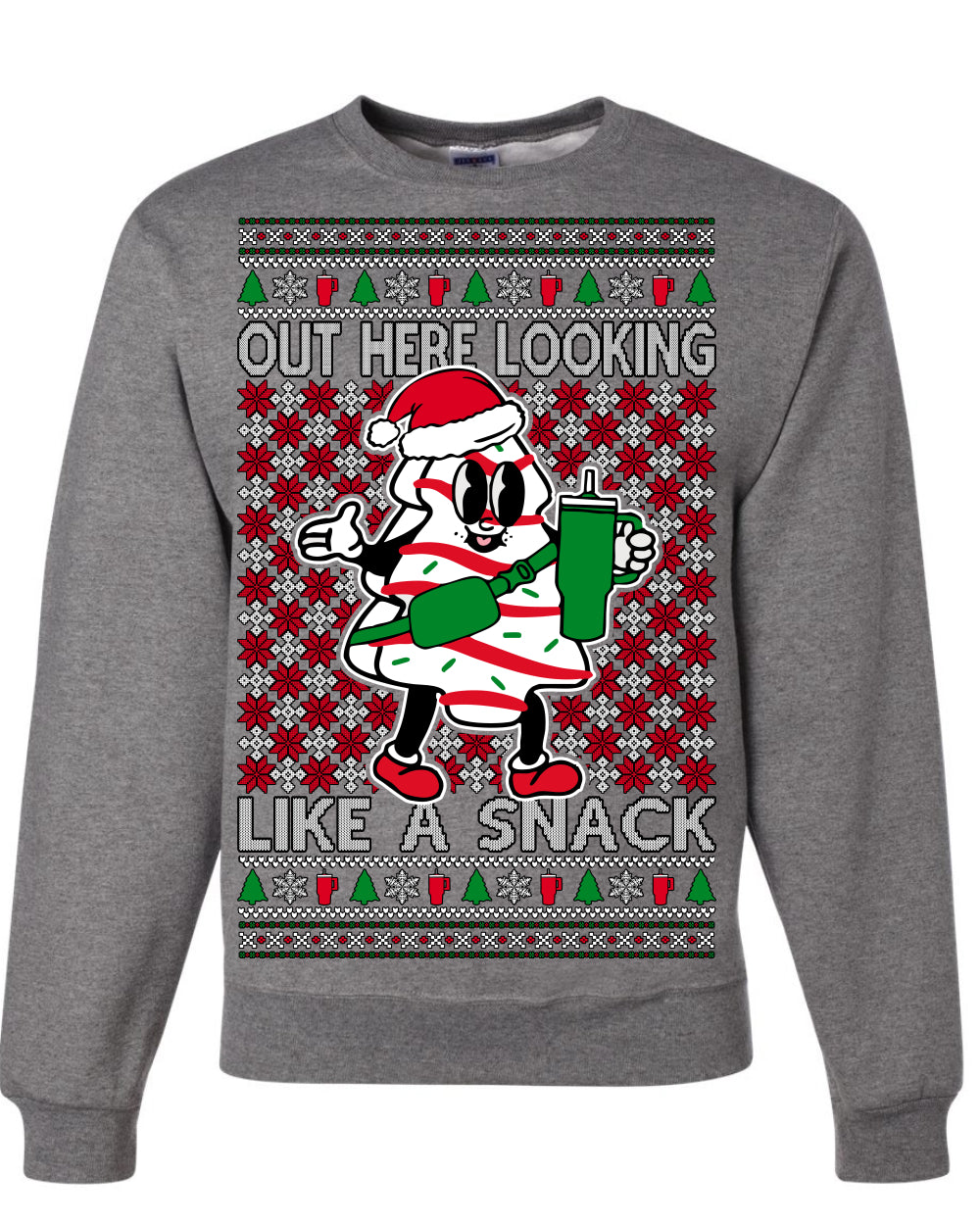 Out Here Looking Like a Snack, Funny Cute White Chocolate Sprinkles Holiday Trendy Millennial Christmas Cookie Ugly Christmas Sweater Ugly Christmas Unisex Crewneck Sweatshirt