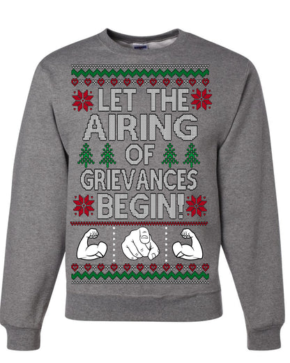 Let the Airing of Grievances Begin Funny TV Sitcom Festivus for the Rest of Us, Feats of Strength Iconic TV Quote Ugly Christmas Unisex Crewneck Sweatshirt