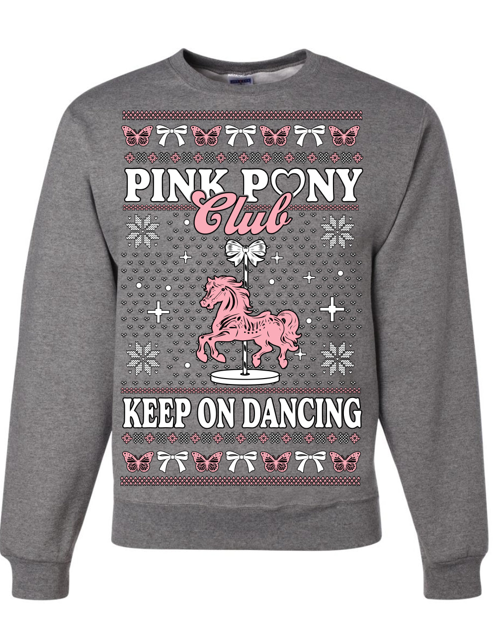Pink Pony Club Pop Star Keep on Dancing, Iconic Music Concert Fan Merch Ugly Christmas Sweater Ugly Christmas Unisex Crewneck Sweatshirt