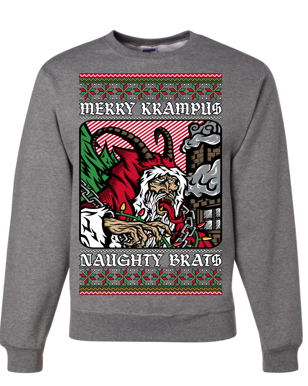Merry Krampus Naughty Brats | Funny Ugly Christmas Sweater Crewneck Sweatshirt Ugly Christmas Unisex Crewneck Sweatshirt