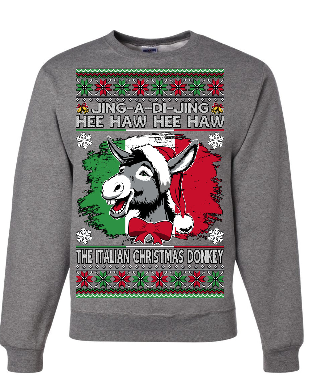 Jing a Di Jing Dominick the Italian Christmas Donkey, Classic New York Brooklyn Xmas Song Lyrics, Ugly Christmas Sweater Ugly Christmas Unisex Crewneck Sweatshirt