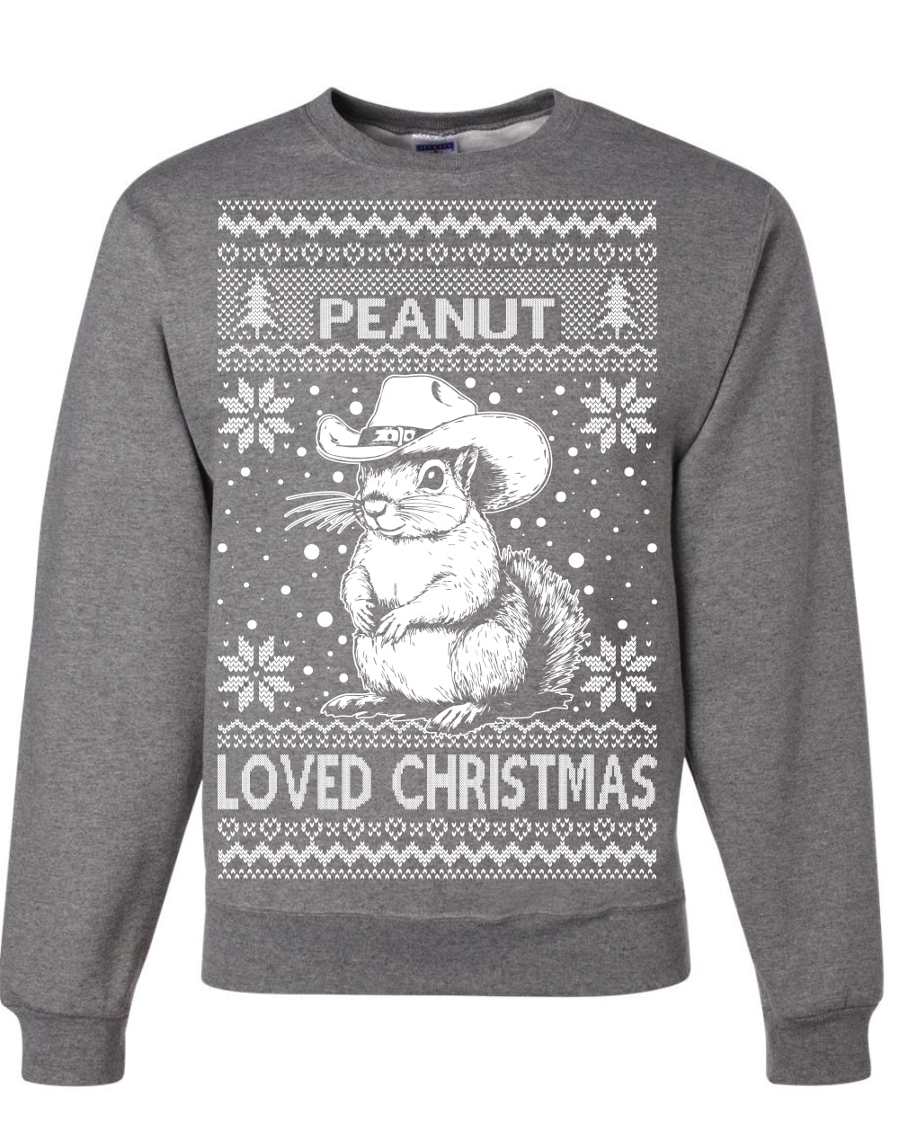 Peanut Loved Christmas, Funny Viral NYC New York Squirrel Meme Trending Save Our Pets Memes, Ugly Christmas Sweater Ugly Christmas Unisex Crewneck Sweatshirt