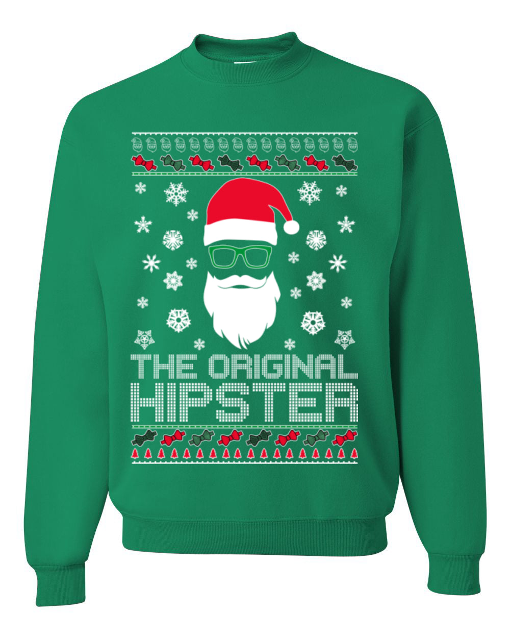 Santa Claus the Original Hipster, Funny IPAs Rim Glasses Hipsters Libs Viral Meme, Ugly Christmas Sweater Ugly Christmas Unisex Crewneck Sweatshirt