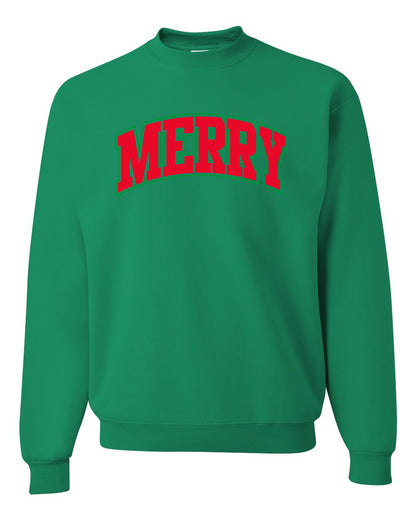 Merry | Cute Winter Holiday College Style Ugly Christmas Unisex Crewneck Sweatshirt