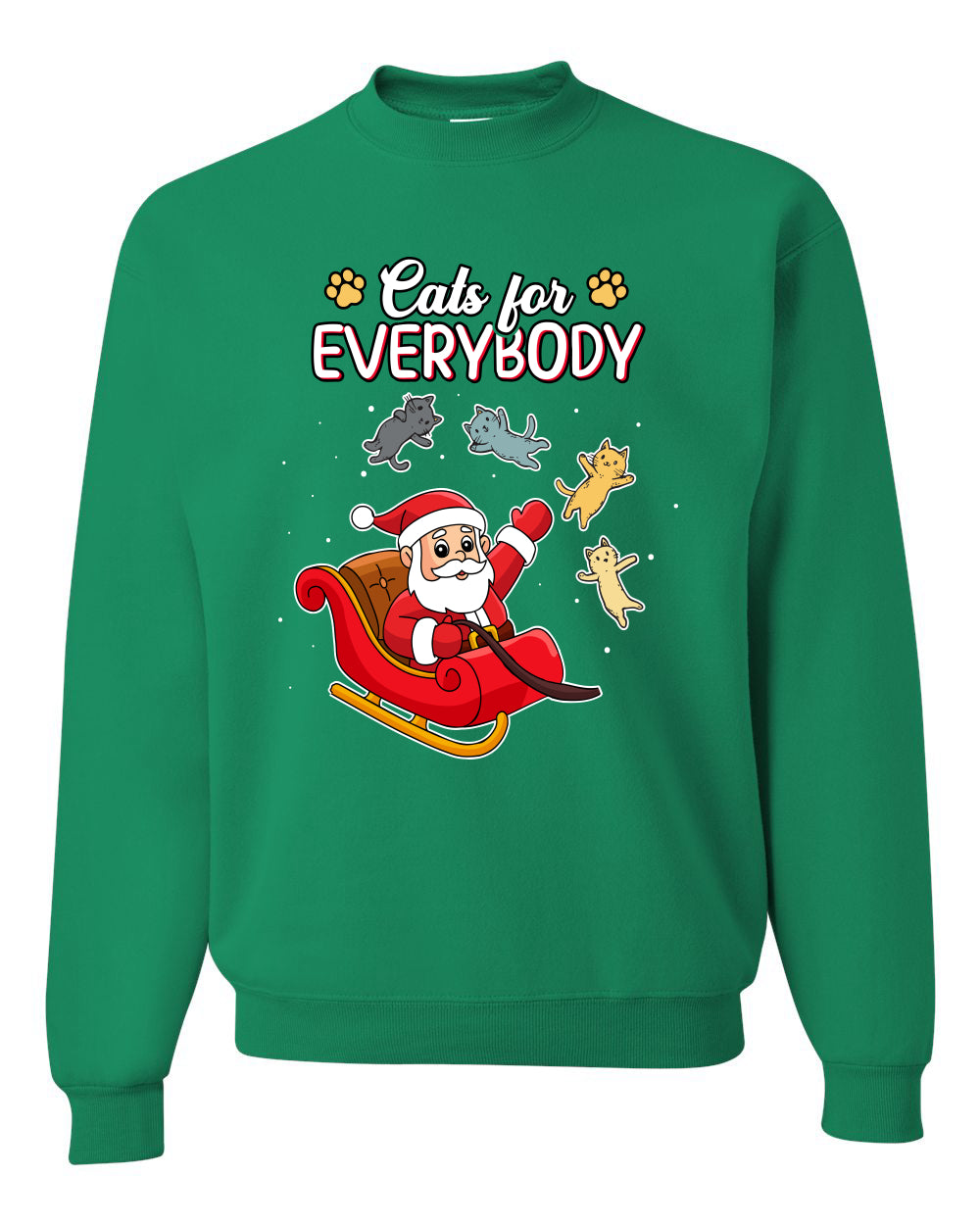 Cats for Everybody, Cute Santa Claus Santa's Sleigh Floating Space Cat  Ugly Christmas Unisex Crewneck Sweatshirt